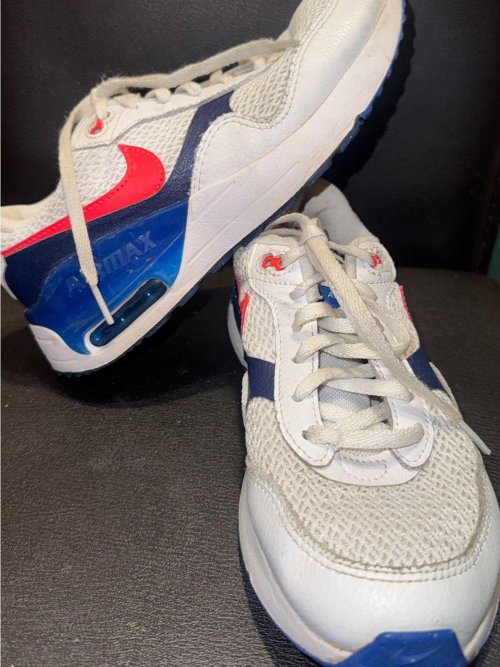 Kids White, Navy & Red Athletic Sneakers with Cushioned Support